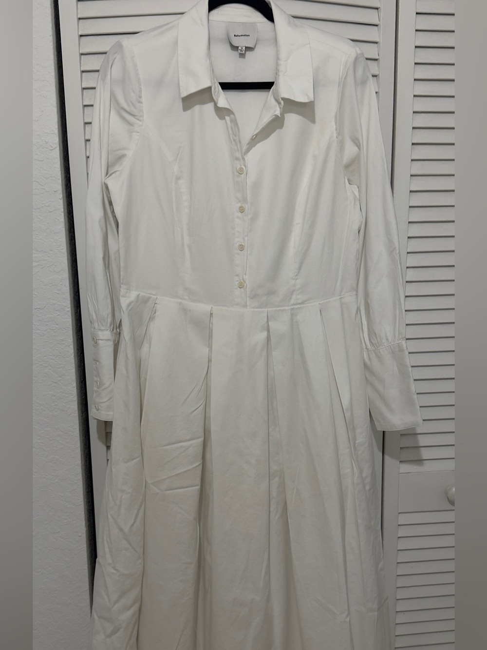 Reformation witchery seam detail maxi shirt dress size 12 cotton! - Picture 2 of 10